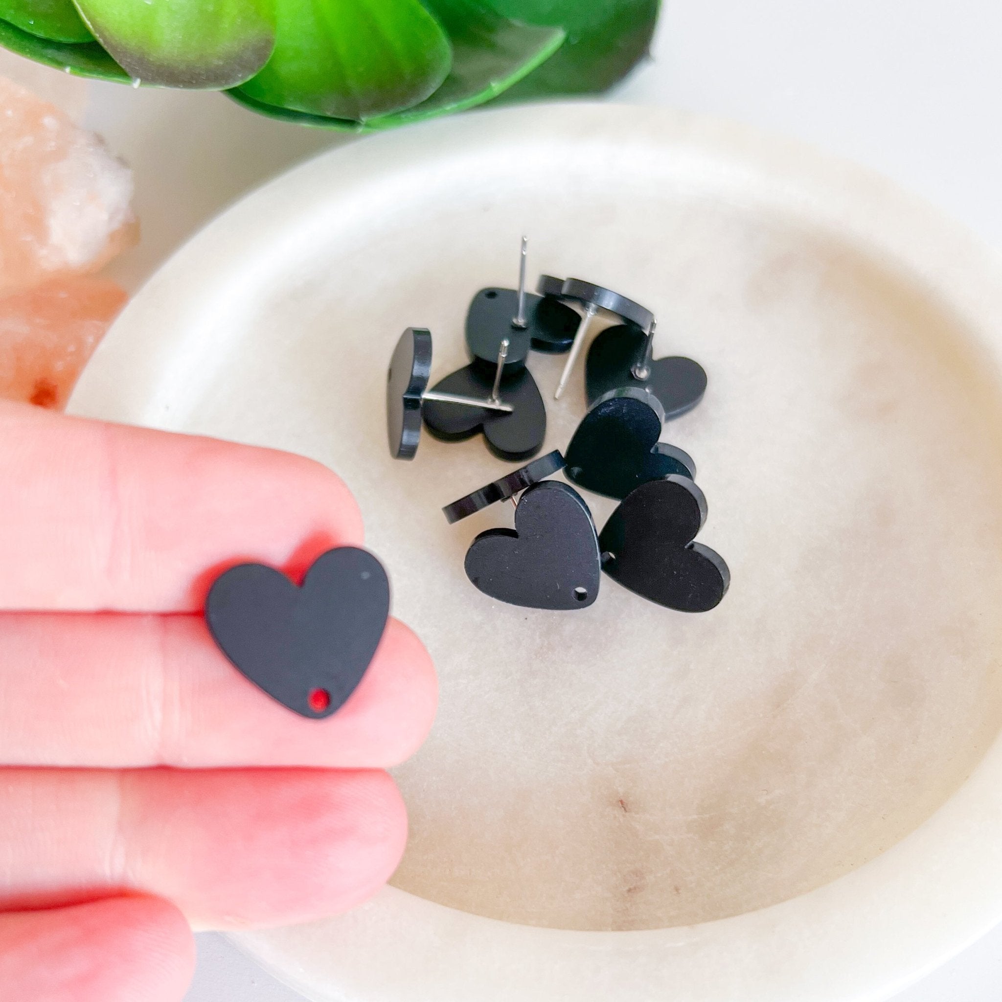 Heart Acrylic Earring Posts - Choose Colour (10pc) - Kit & Co.ToolsBlack