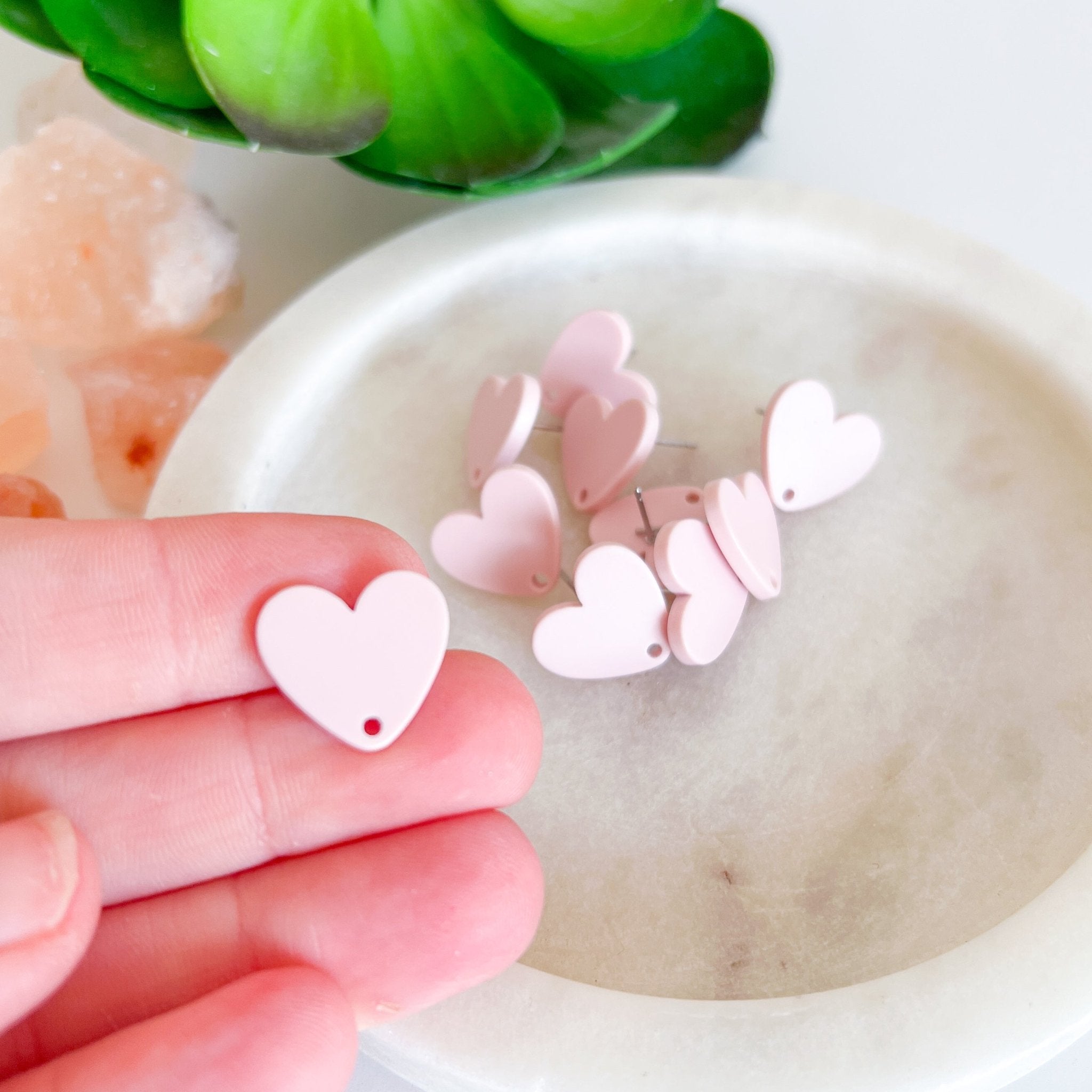 Heart Acrylic Earring Posts - Choose Colour (10pc) - Kit & Co.ToolsDusty Pink
