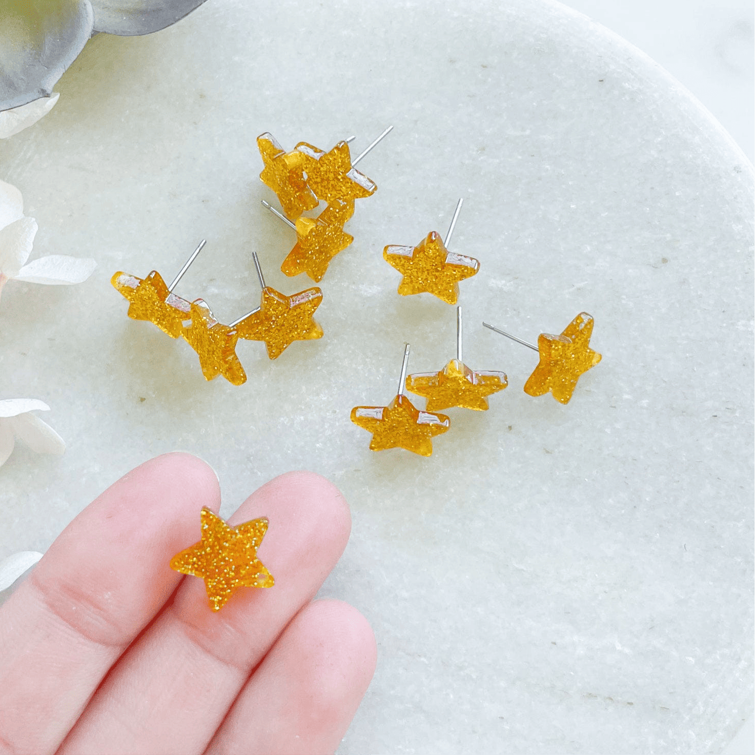 "Glitter Acrylic Star" - Earring Post (10 pcs) - Kit & Co.Tools