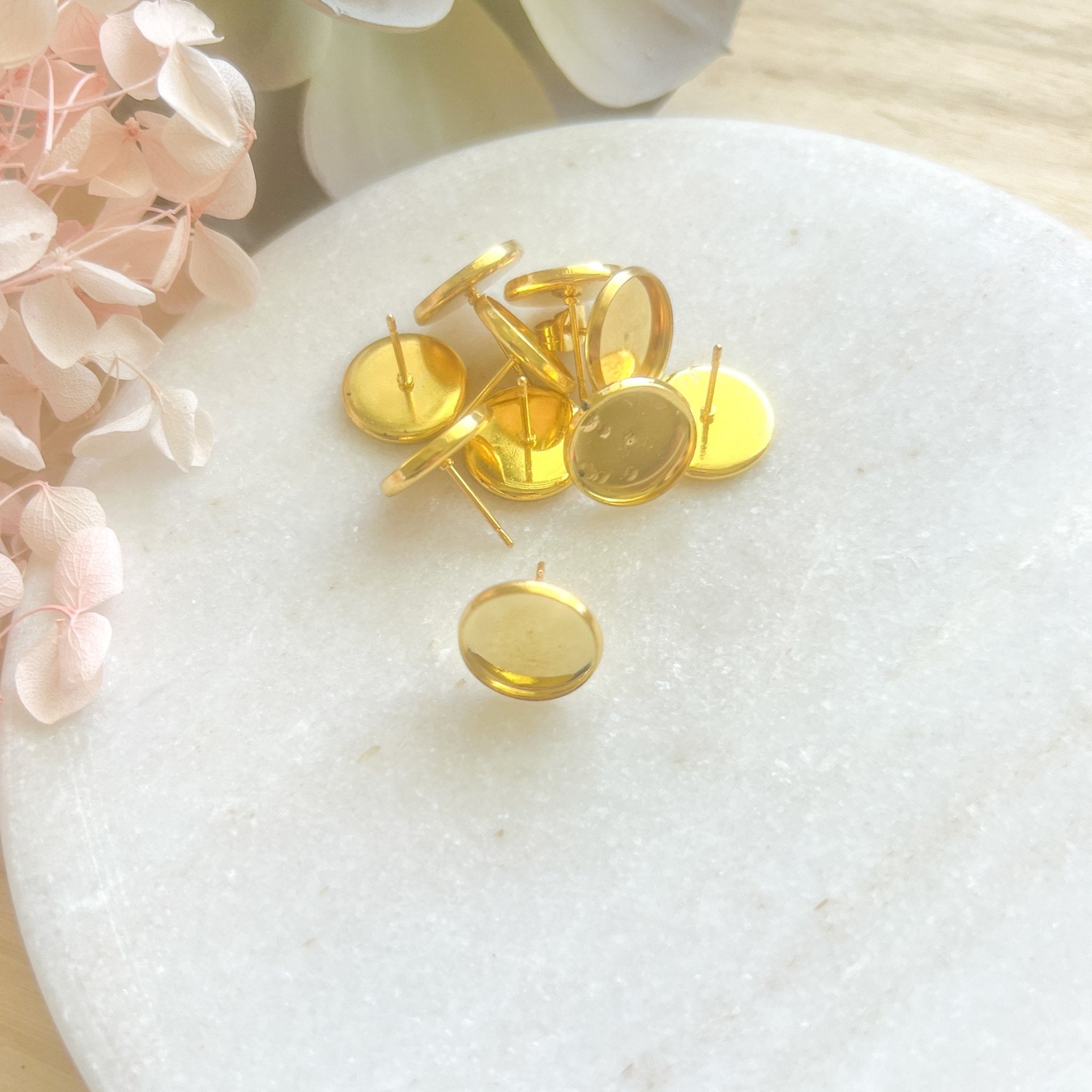 12mm Cabochon - Surgical Stainless Steel 10pcs - Kit & Co.Rich Gold
