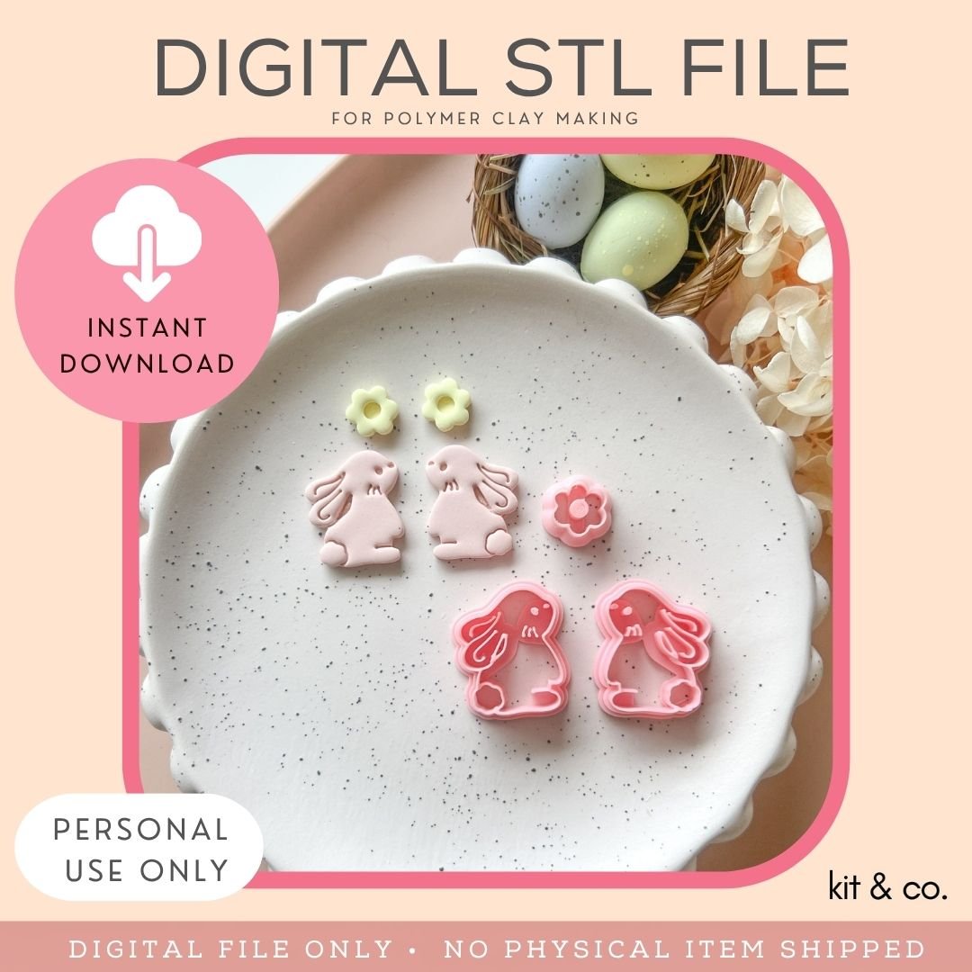"Bunny with Flower" - STL FILE DOWNLOAD - Kit & Co.STL Digital File