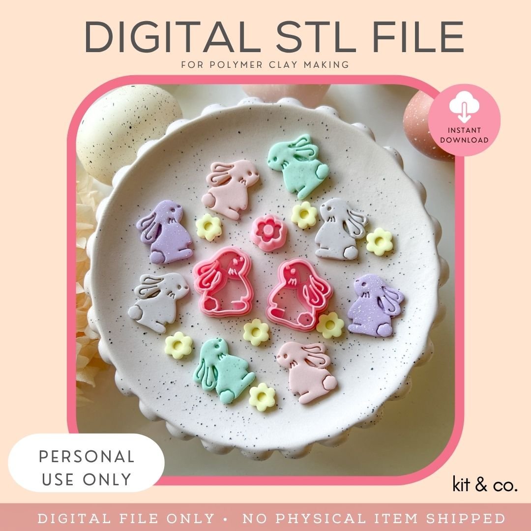 "Bunny with Flower" - STL FILE DOWNLOAD - Kit & Co.STL Digital File