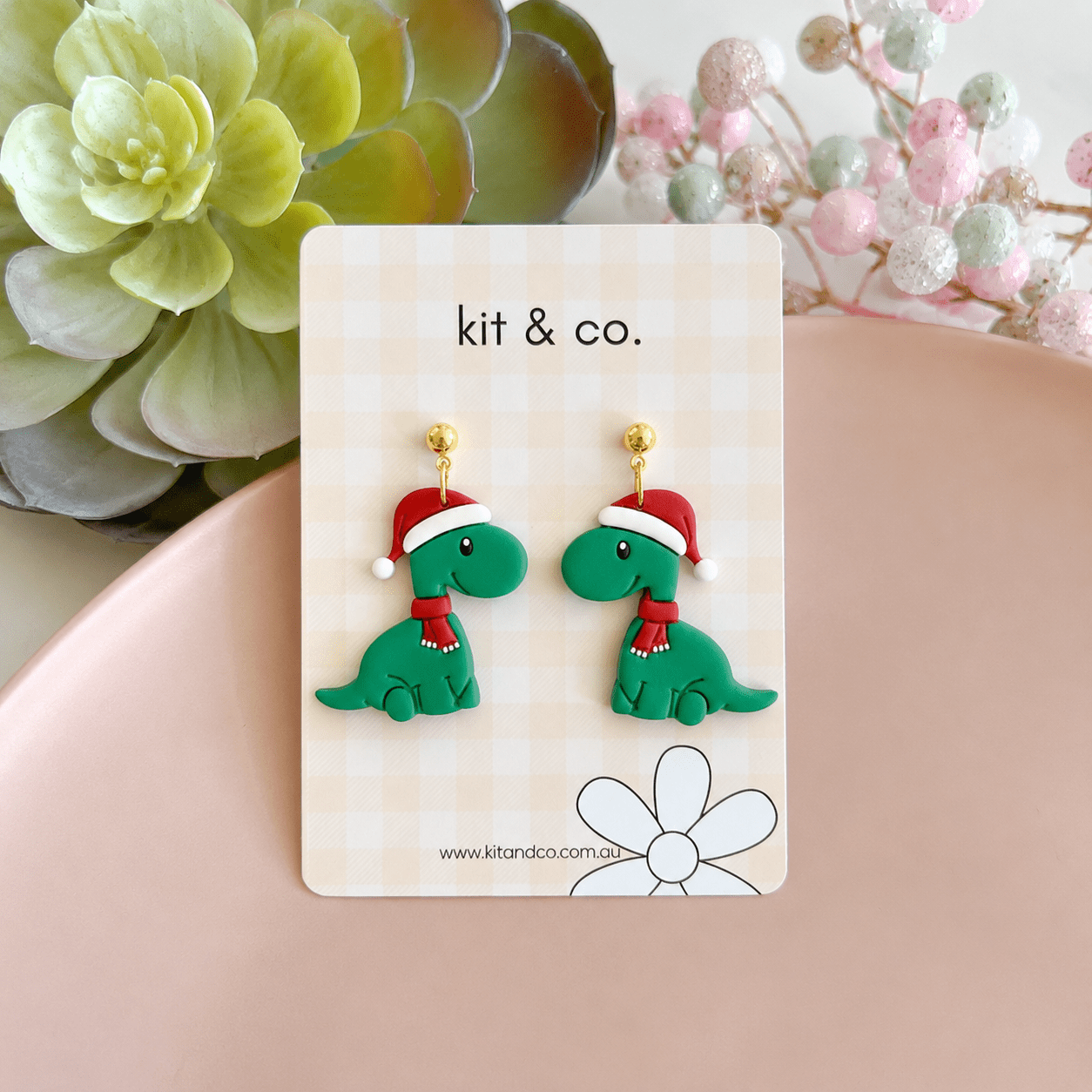"Christmas Dinosaur" Clay Cutter Set (2 pc) - Kit & Co.Cutter