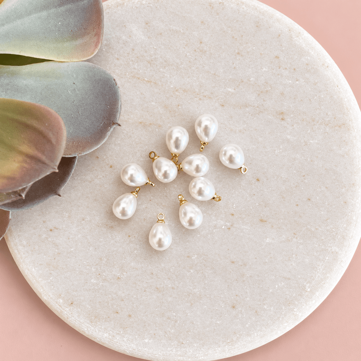 Faux Pearl Teardrop Charm 1 (10pc) - Kit & Co.Jewelry Findings