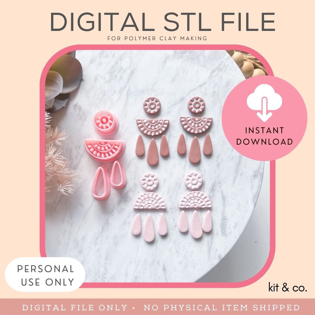 "Clementine" Clay Cutter Set (4pc) - STL FILE DOWNLOAD - Kit & Co.STL Digital File