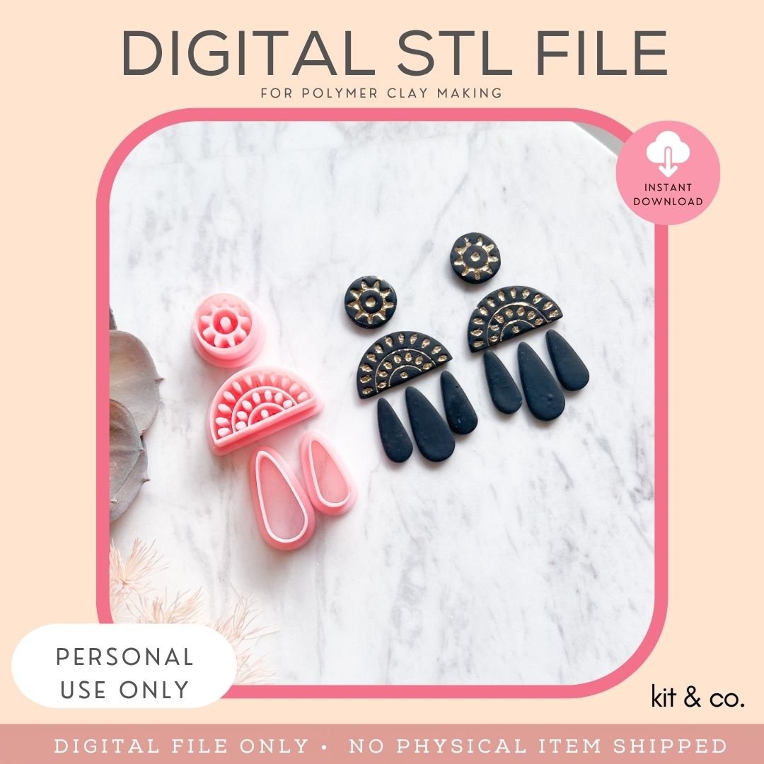 "Clementine" Clay Cutter Set (4pc) - STL FILE DOWNLOAD - Kit & Co.STL Digital File