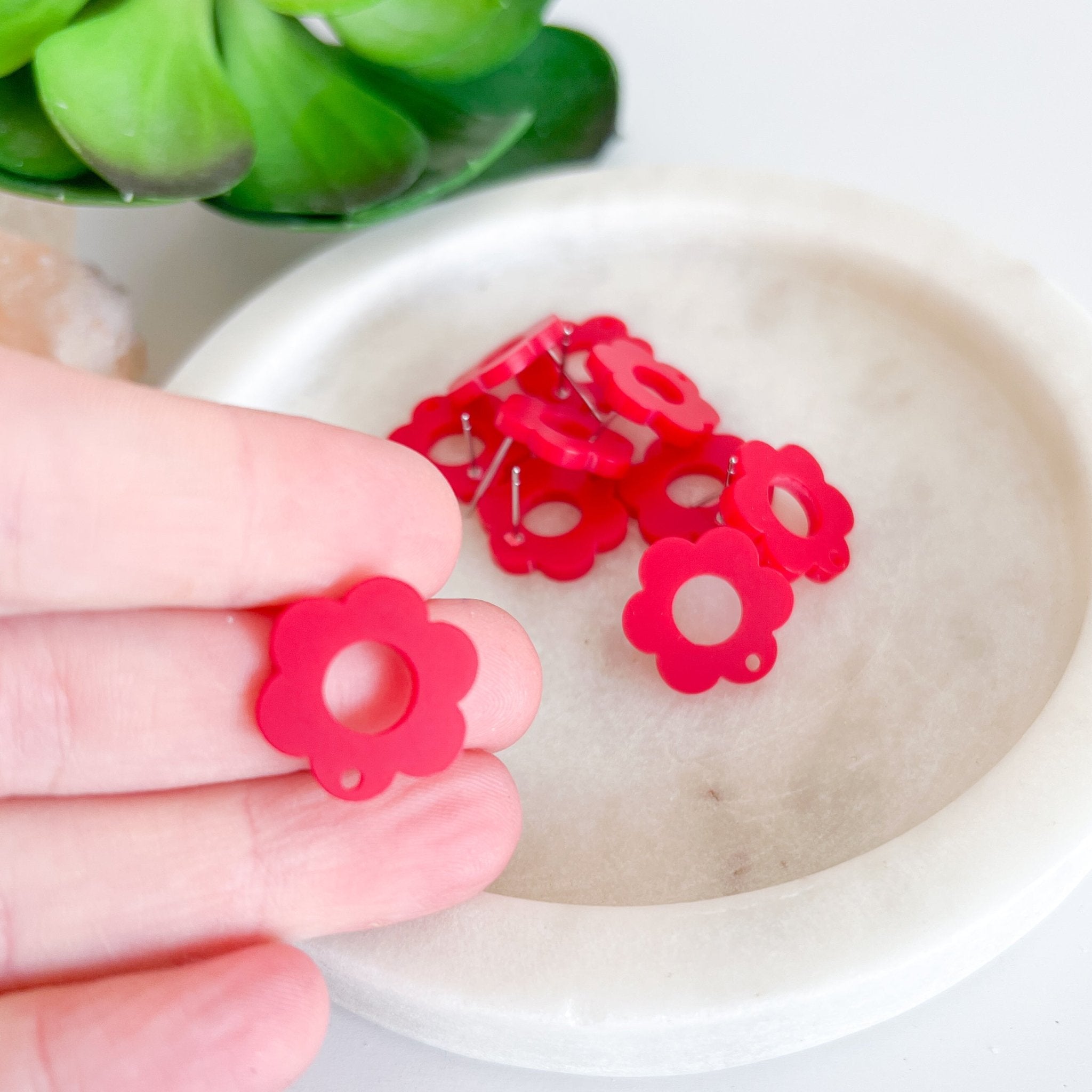 Flower Acrylic Earring Posts - Choose Colour (10 pack) - Kit & Co.ToolsRed