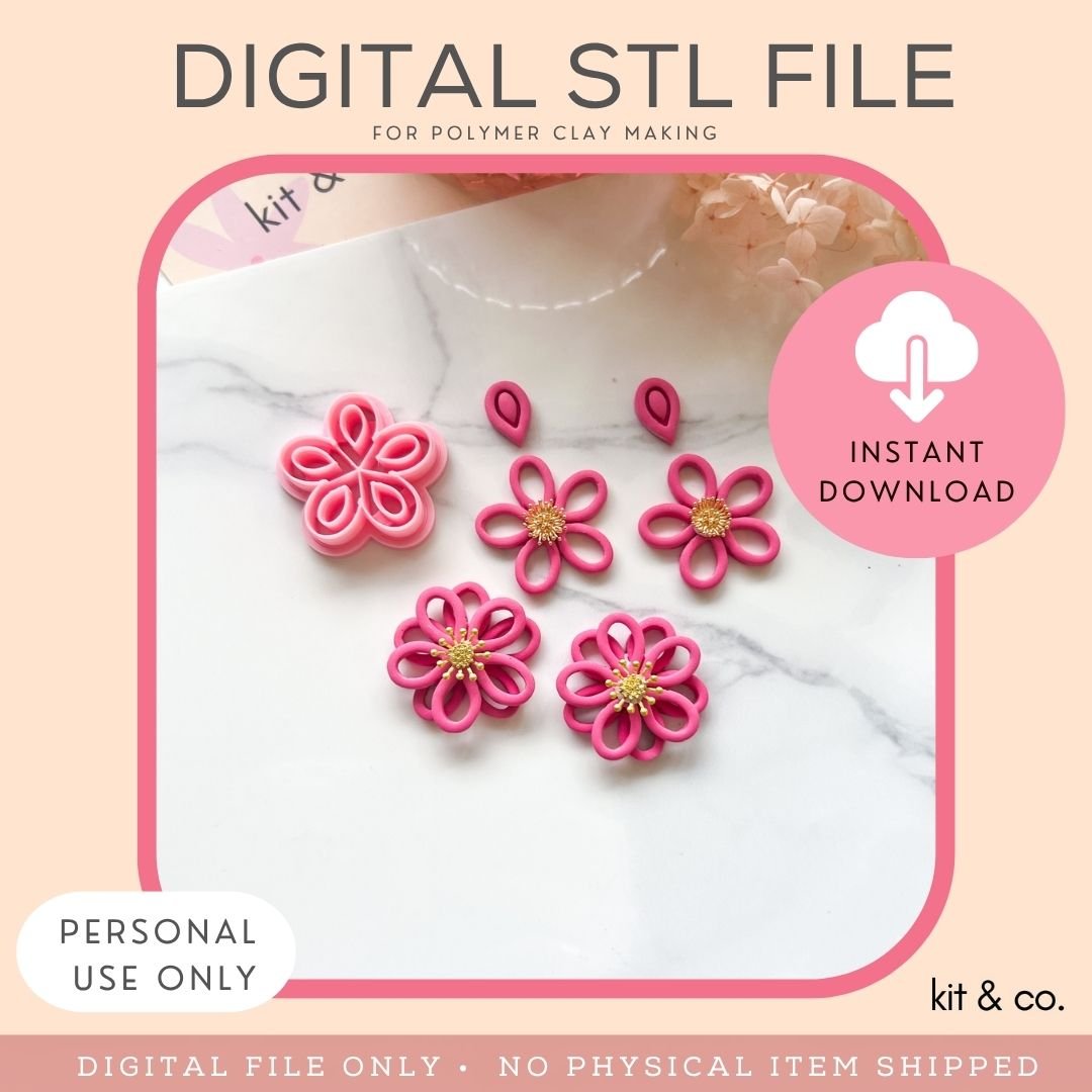 "Flower Outline" - STL FILE DOWNLOAD - Kit & Co.STL Digital File