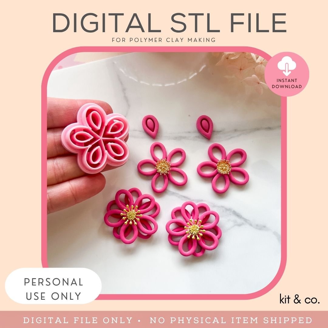 "Flower Outline" - STL FILE DOWNLOAD - Kit & Co.STL Digital File