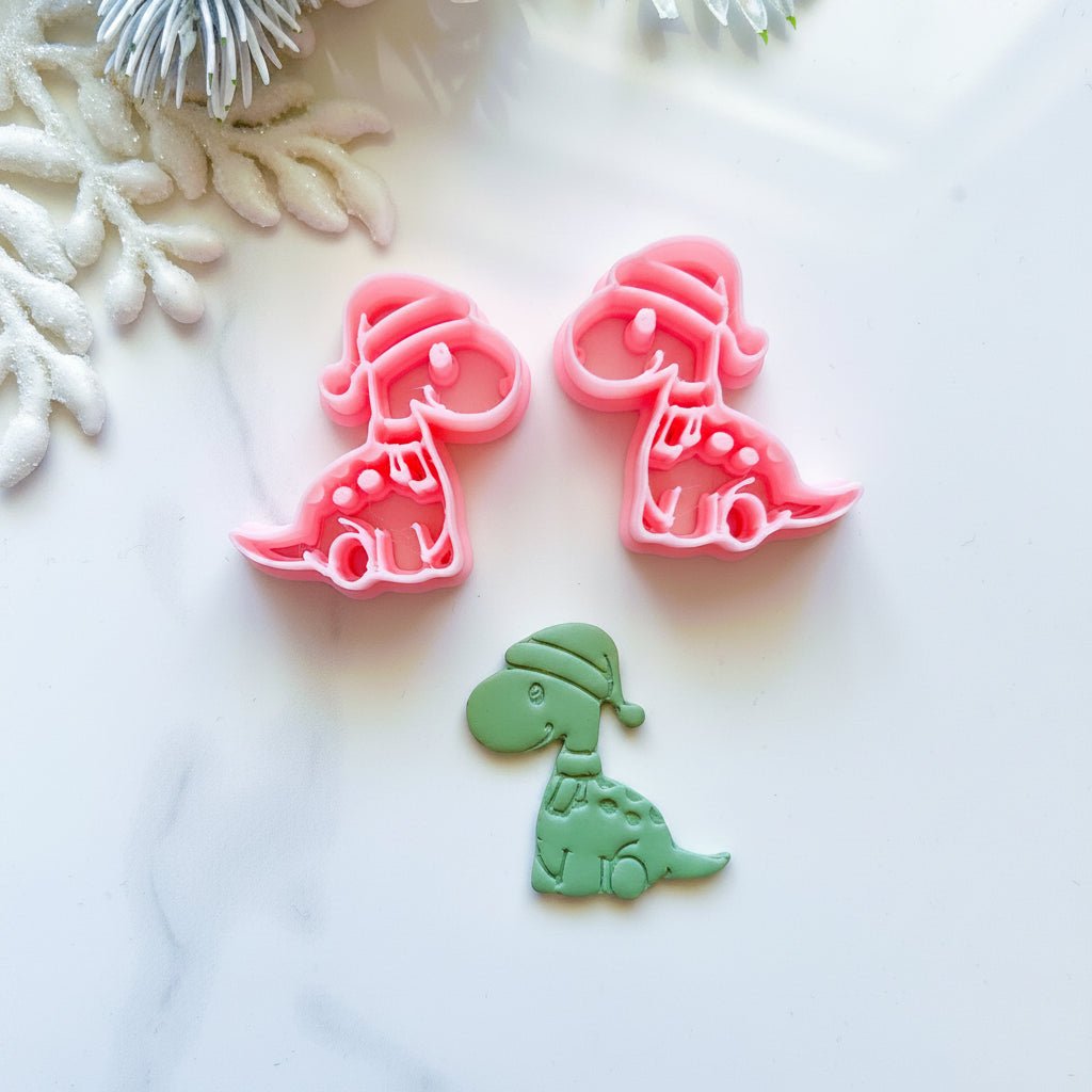 "Christmas Dinosaur" Clay Cutter Set (2 pc) - Kit & Co.Cutter