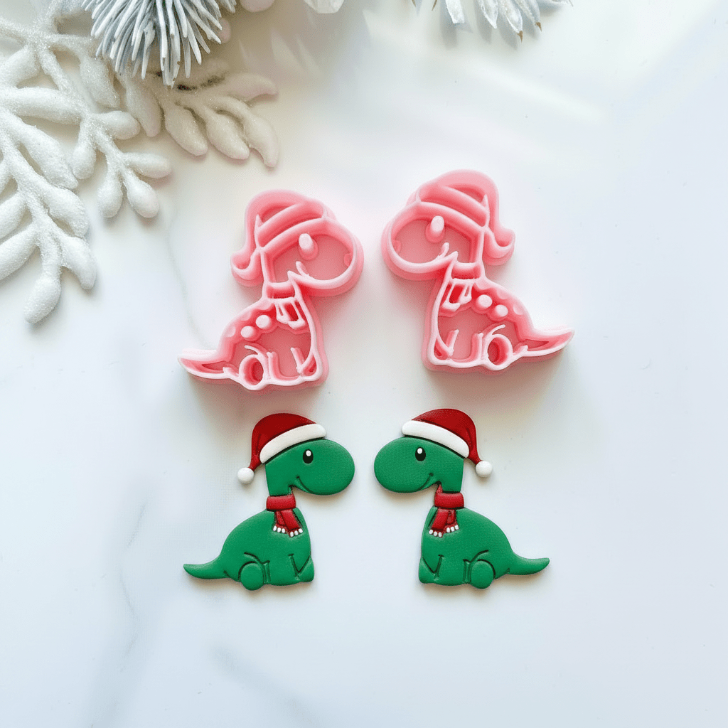"Christmas Dinosaur" Clay Cutter Set (2 pc) - Kit & Co.Cutter