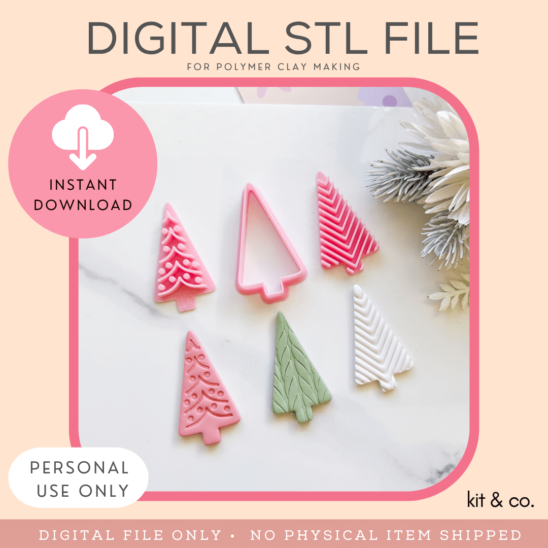 "Skandi Christmas Tree" 3pc Set - STL FILE DOWNLOAD - Kit & Co.STL Digital File