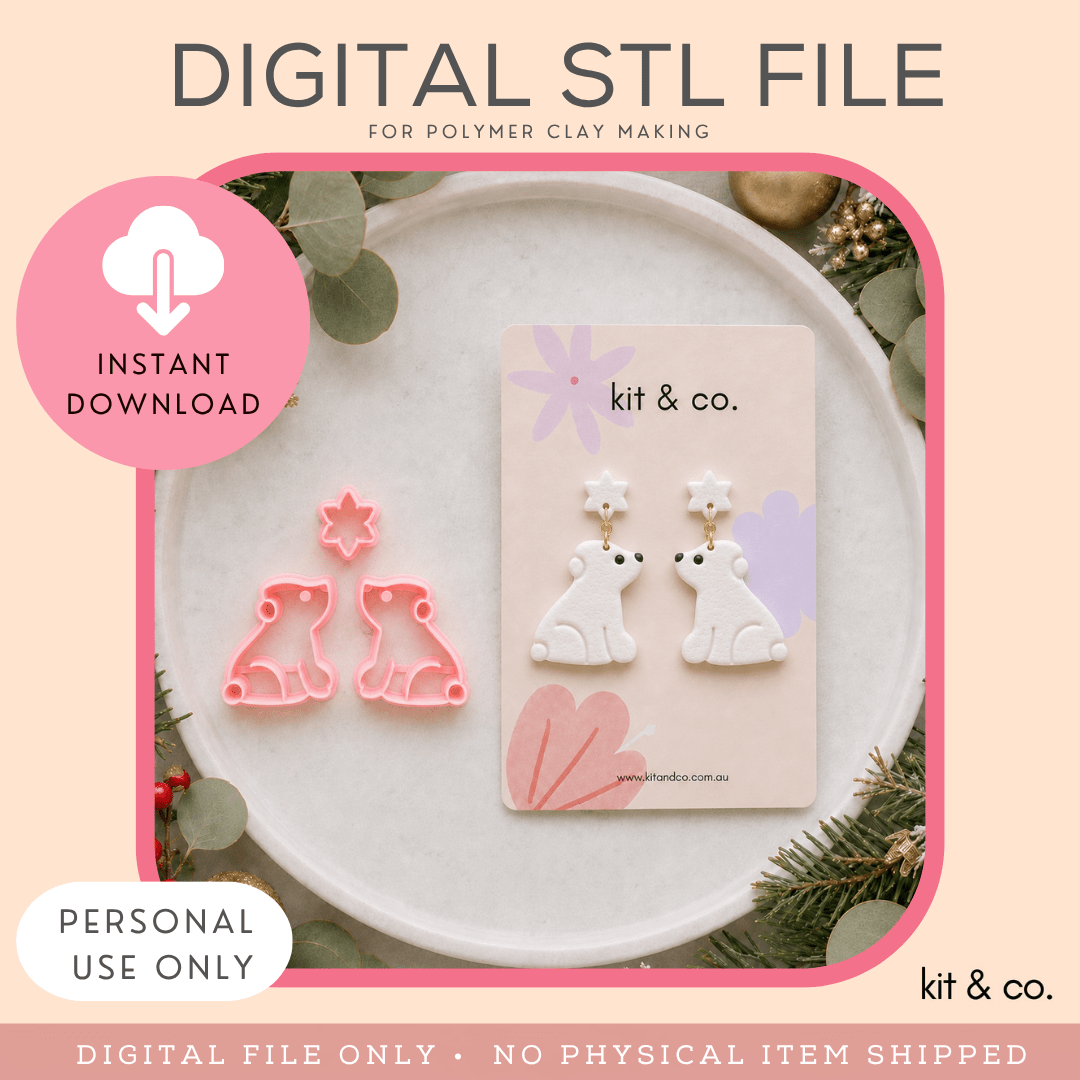 "Polar Bear with Snowflake" - STL FILE DOWNLOAD - Kit & Co.STL Digital File