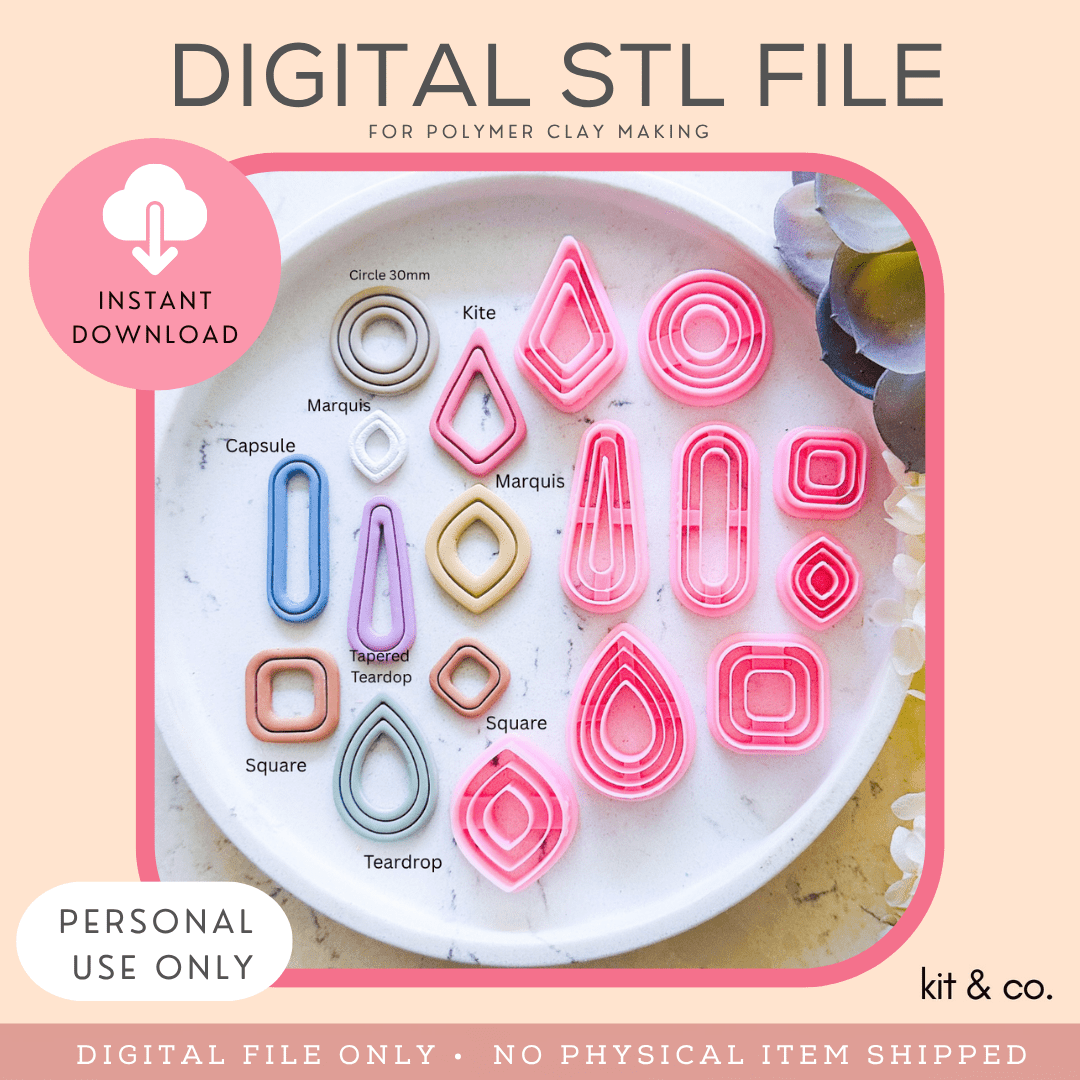 Extruded Collection - STL FILE DOWNLOAD - Kit & Co.STL Digital FileAll Cutters (9pc)