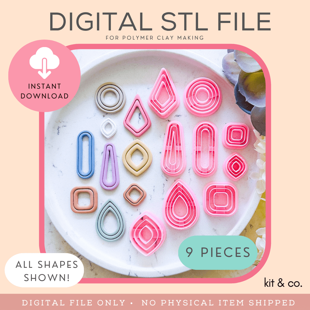Extruded Collection - STL FILE DOWNLOAD - Kit & Co.STL Digital FileAll Cutters (9pc)