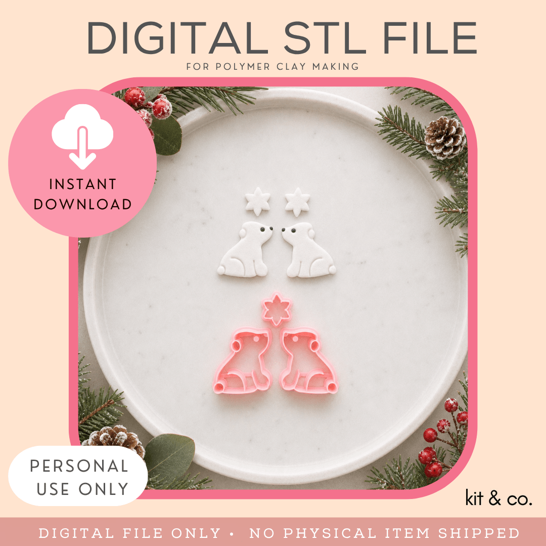 "Polar Bear with Snowflake" - STL FILE DOWNLOAD - Kit & Co.STL Digital File