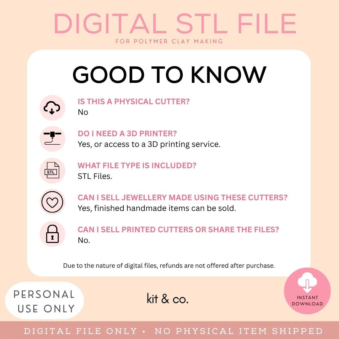 Extruded Collection - STL FILE DOWNLOAD - Kit & Co.STL Digital FileAll Cutters (9pc)