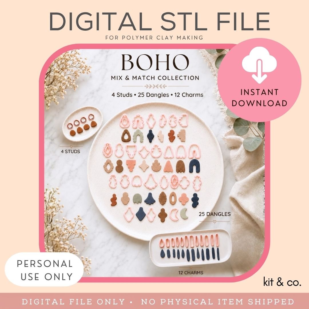Boho Mix & Match Collection - STL FILE DOWNLOAD - Kit & Co.STL Digital FileALL CUTTERS (41 pc) - Save 50%