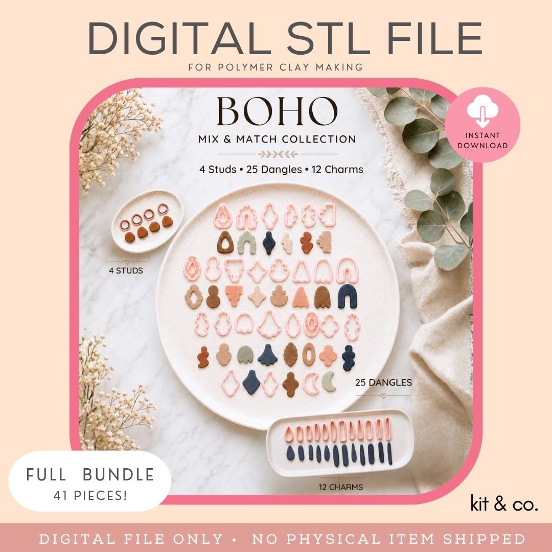 Boho Mix & Match Collection - STL FILE DOWNLOAD - Kit & Co.STL Digital FileALL CUTTERS (41 pc) - Save 50%