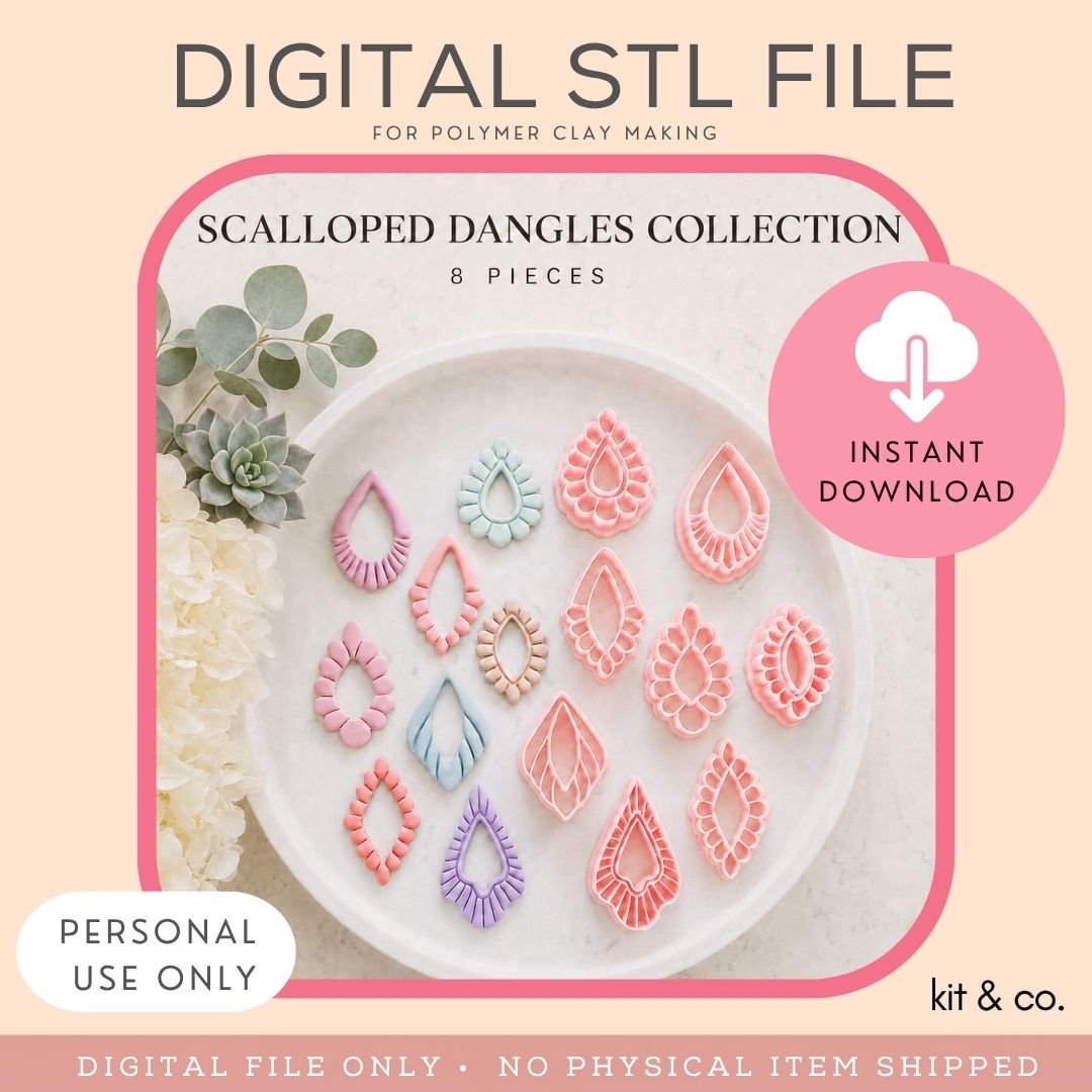 Scalloped Dangle Collection - STL FILE DOWNLOAD - Kit & Co.STL Digital FileAll Cutters - Save 50%