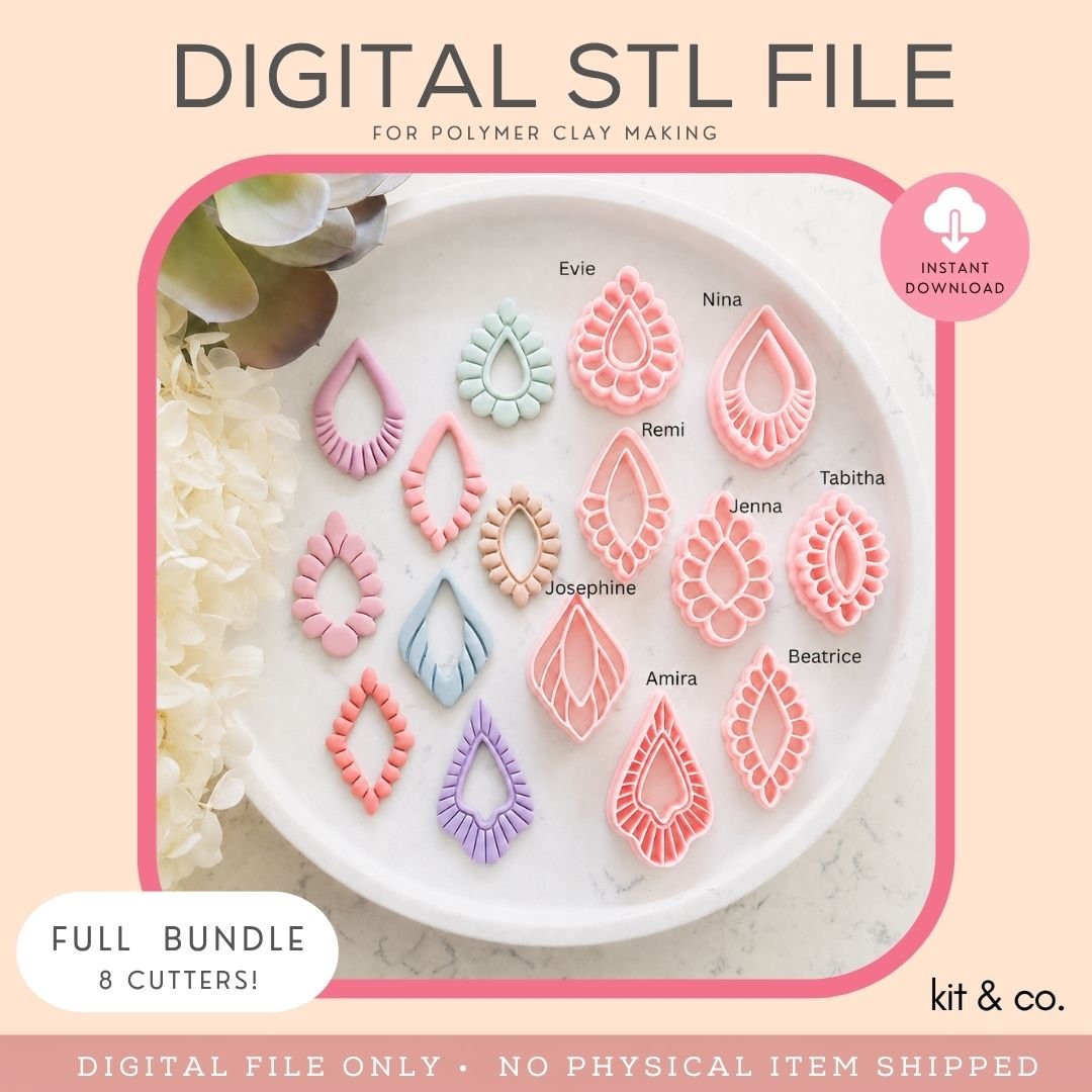 Scalloped Dangle Collection - STL FILE DOWNLOAD - Kit & Co.STL Digital FileTabitha Cutter STL