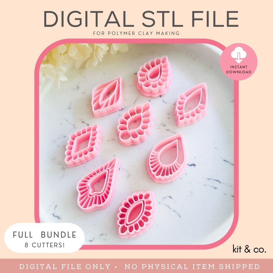 Scalloped Dangle Collection - STL FILE DOWNLOAD - Kit & Co.STL Digital FileTabitha Cutter STL