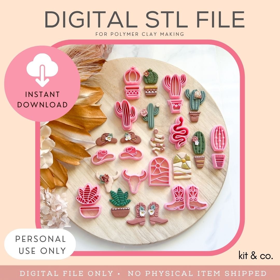 "Western Collection" - STL FILE DOWNLOAD - Kit & Co.STL Digital FileCowgirl Boots Mirror Set (2pc)