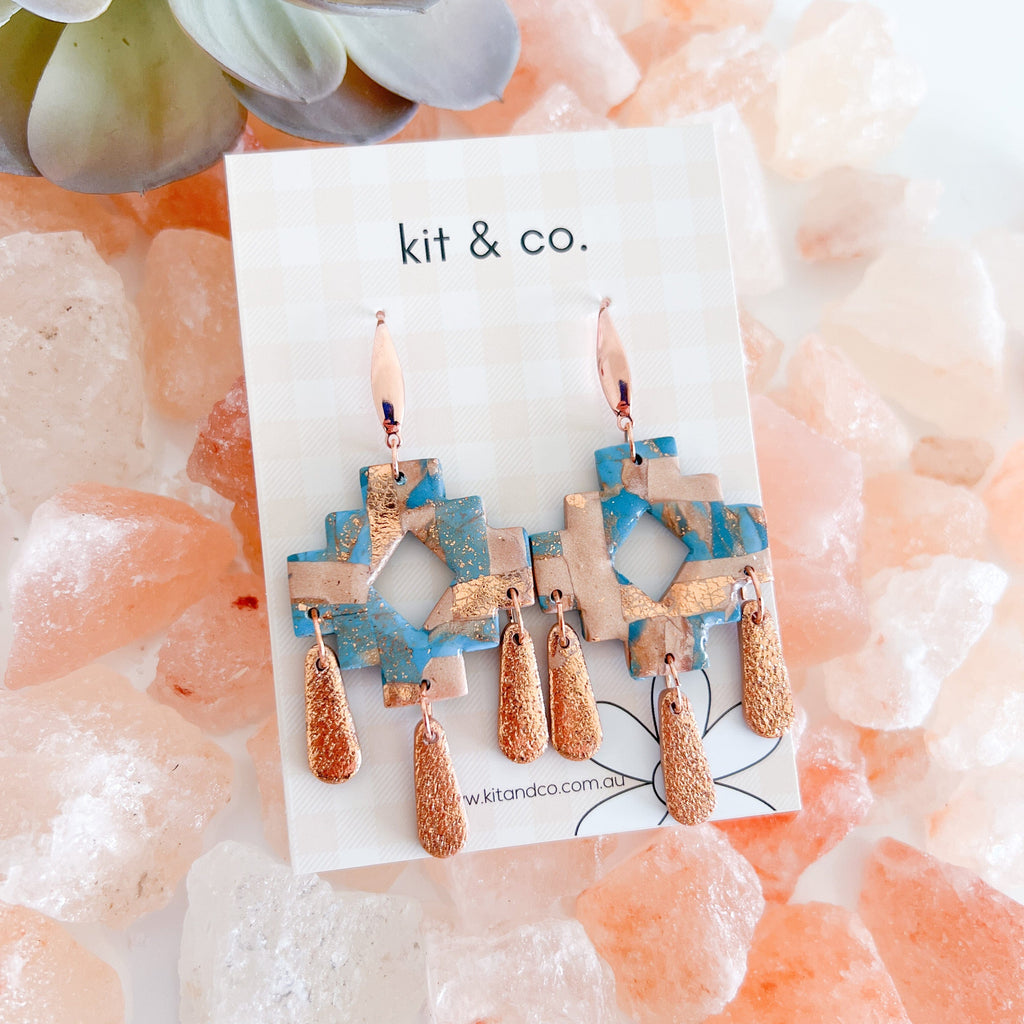 kitandco.com.au Earrings “Jasmine” - Copper and Turquoise
