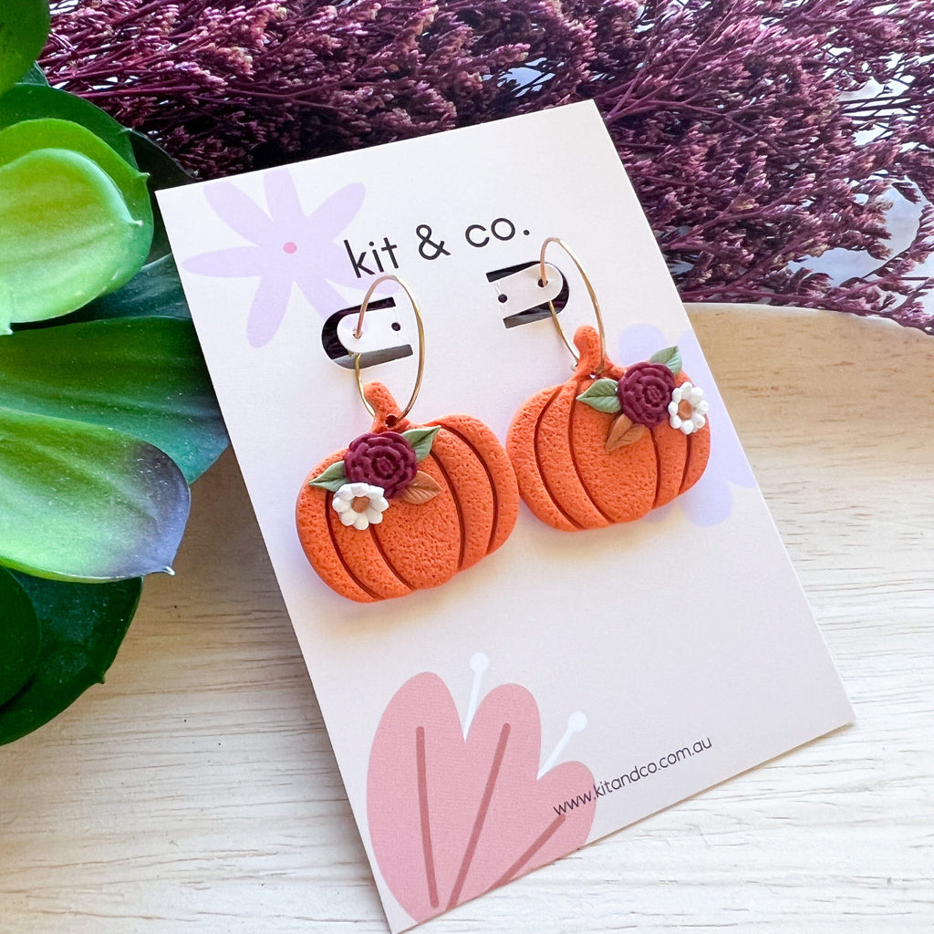 kitandco.com.au Earrings Pumpkin Hoops