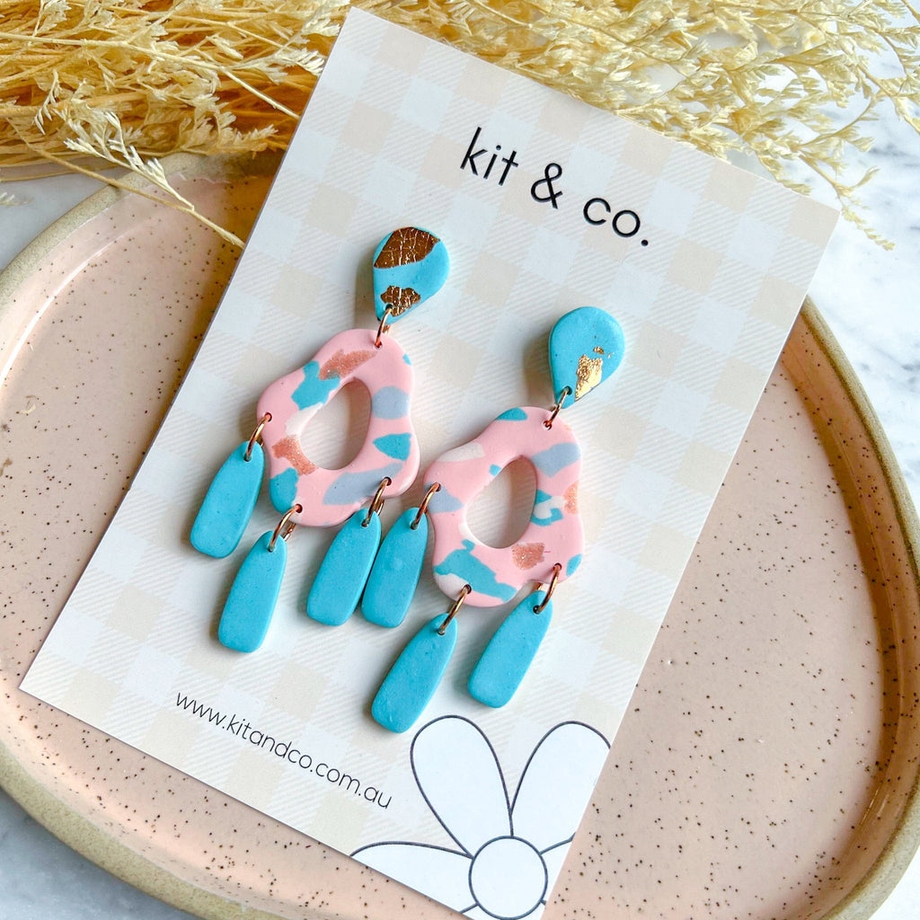 kitandco.com.au Earrings Turquoise & Coral Dangles