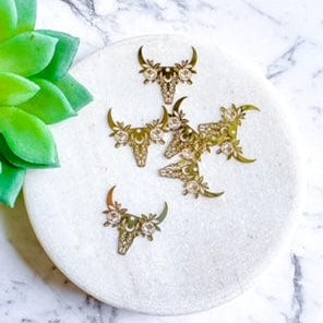 "Floral Skull" Charm - 6 pcs. - Kit & Co.Jewelry Findings