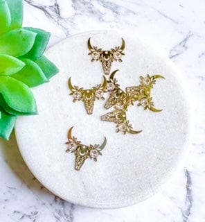 "Floral Skull" Charm - 6 pcs. - Kit & Co.Jewelry Findings