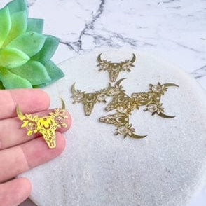 "Floral Skull" Charm - 6 pcs. - Kit & Co.Jewelry Findings