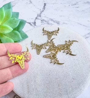 "Floral Skull" Charm - 6 pcs. - Kit & Co.Jewelry Findings