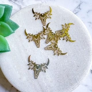 "Floral Skull" Charm - 6 pcs. - Kit & Co.Jewelry Findings