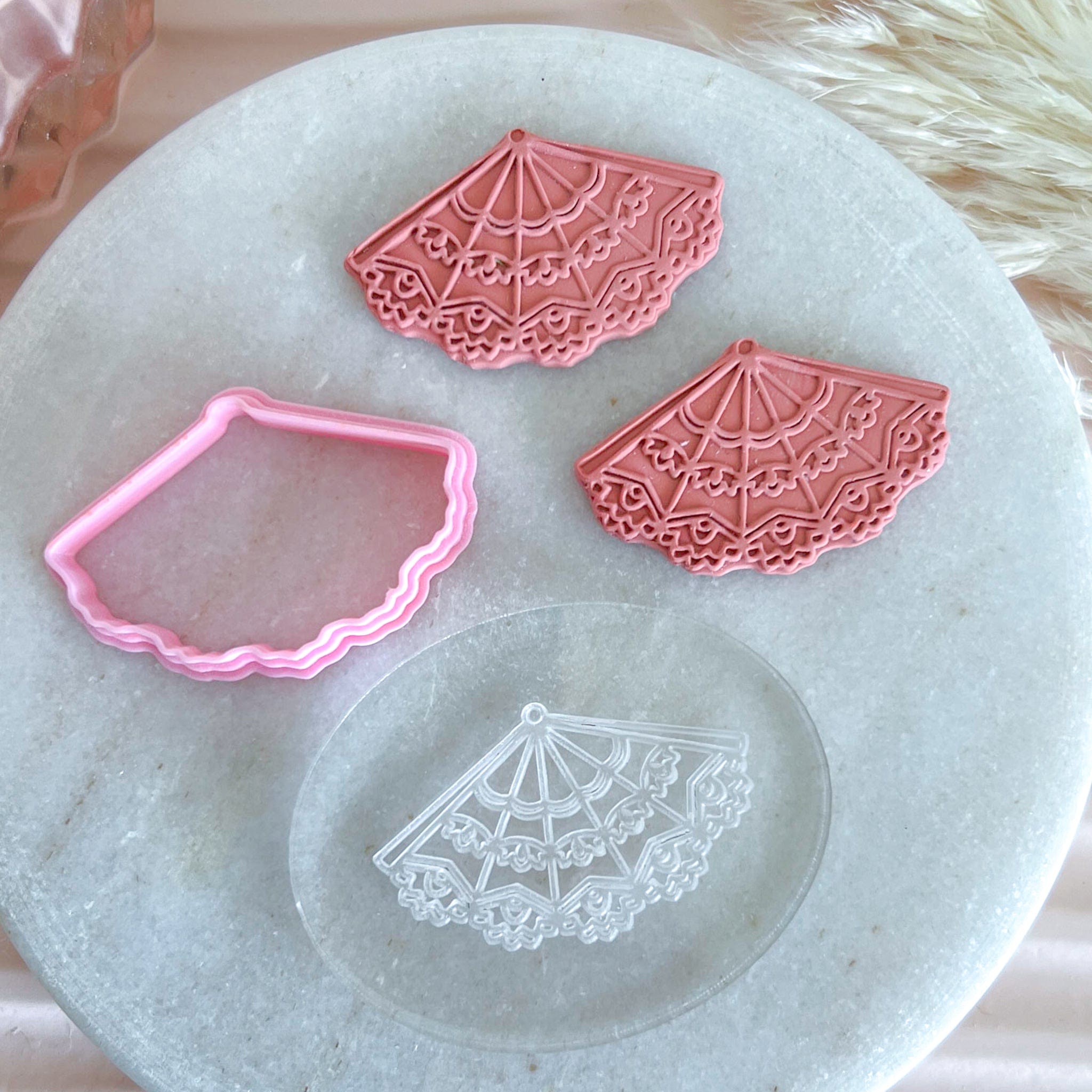 kitandco.com.au Stamp Asian Fan - Texture & Cutter Set