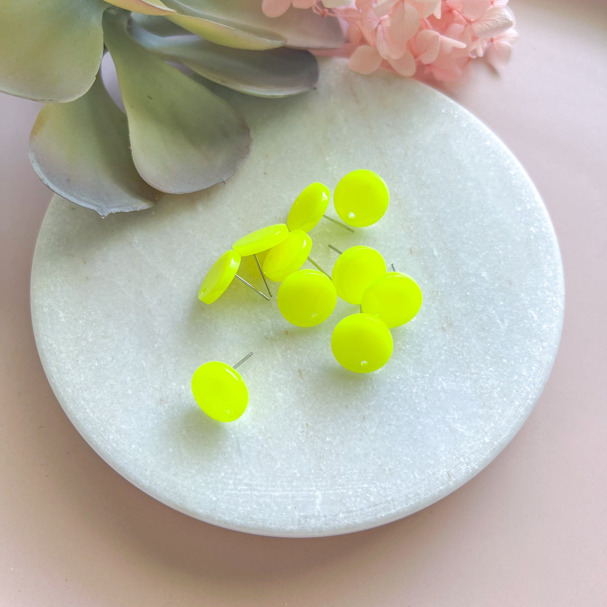 kitandco.com.au Tools Circle Acrylic Post - Fluro Yellow (10 pcs)