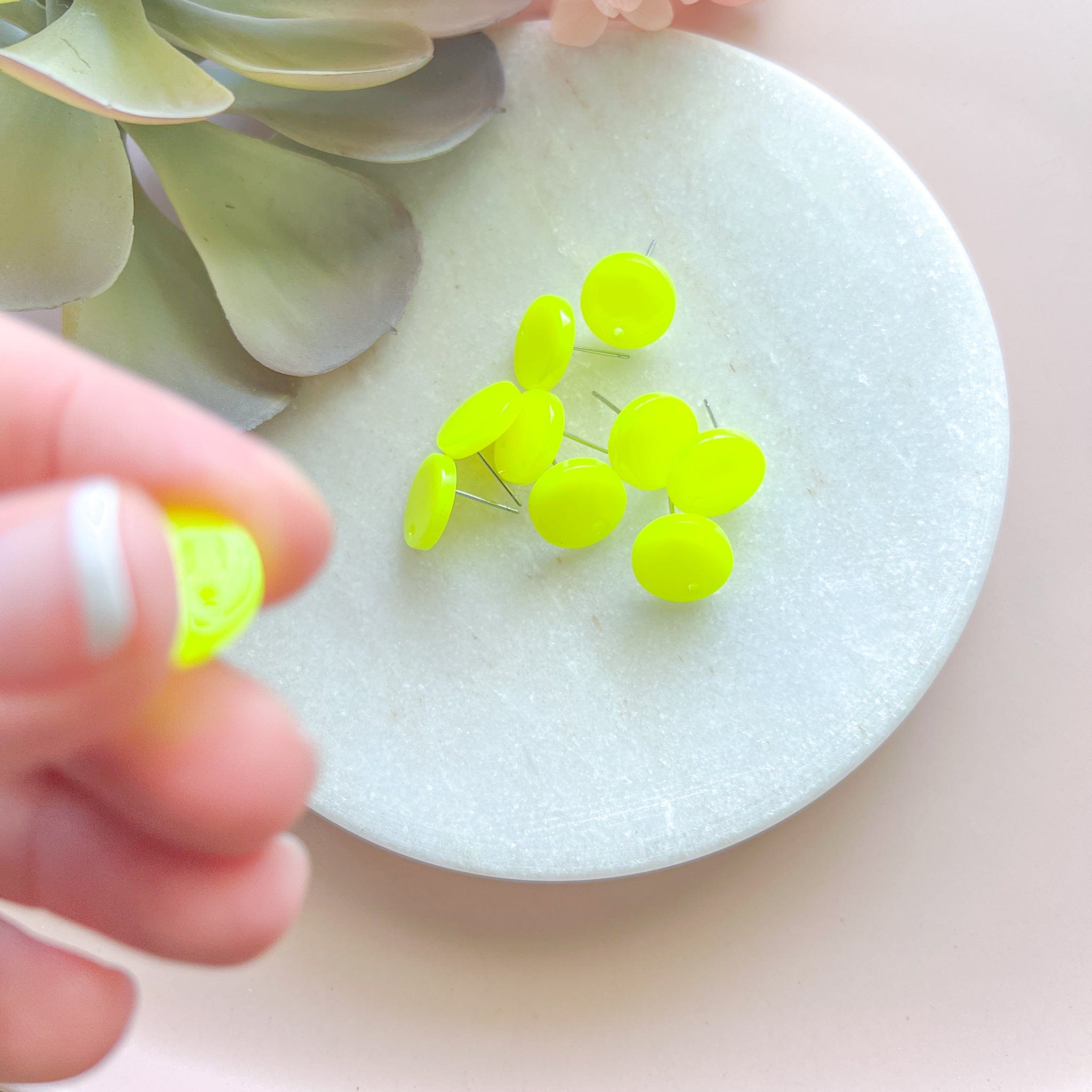 kitandco.com.au Tools Circle Acrylic Post - Fluro Yellow (10 pcs)