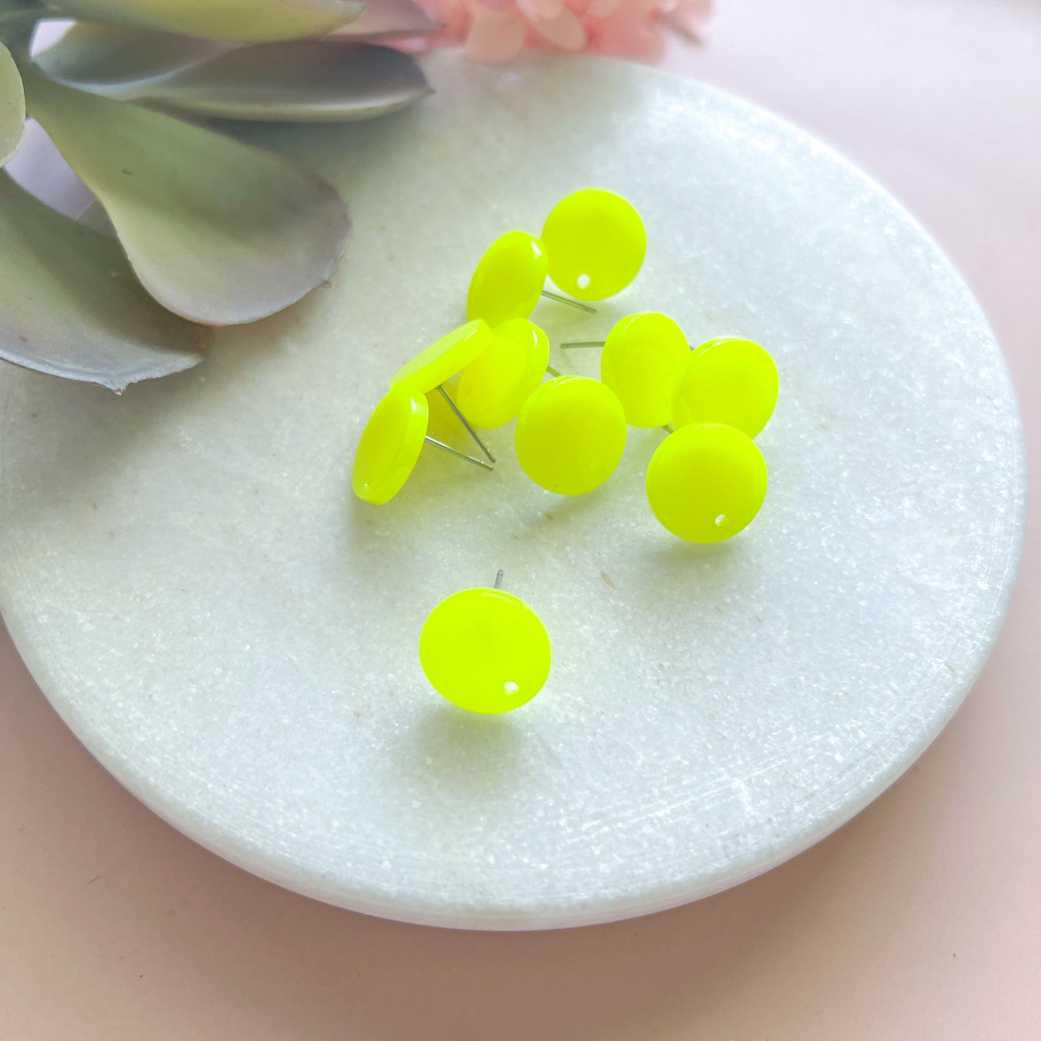 kitandco.com.au Tools Circle Acrylic Post - Fluro Yellow (10 pcs)