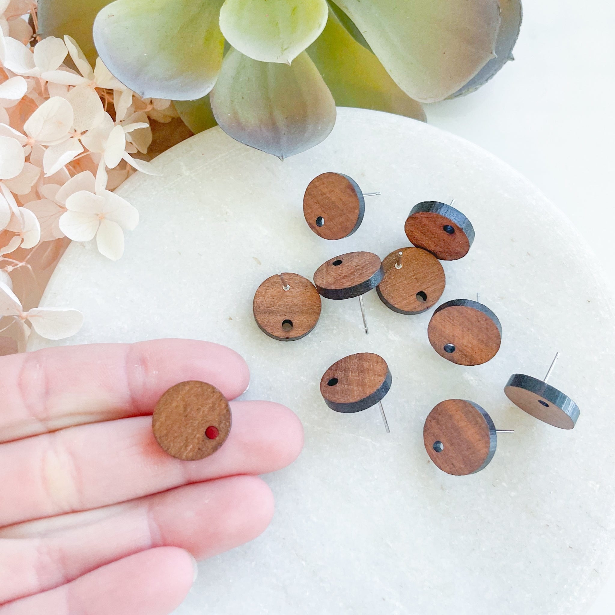 "Circle" Wooden - Earring Post (10 pcs) - Kit & Co.Tools