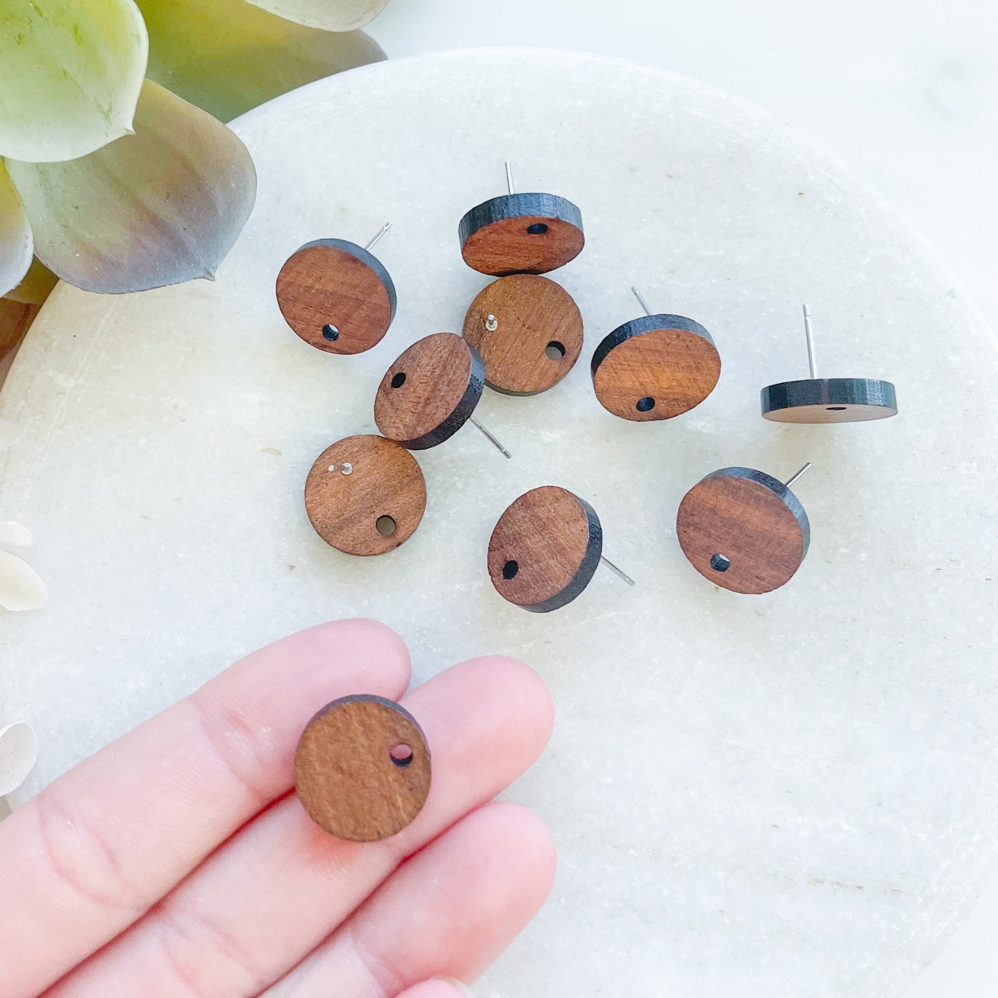 "Circle" Wooden - Earring Post (10 pcs) - Kit & Co.Tools