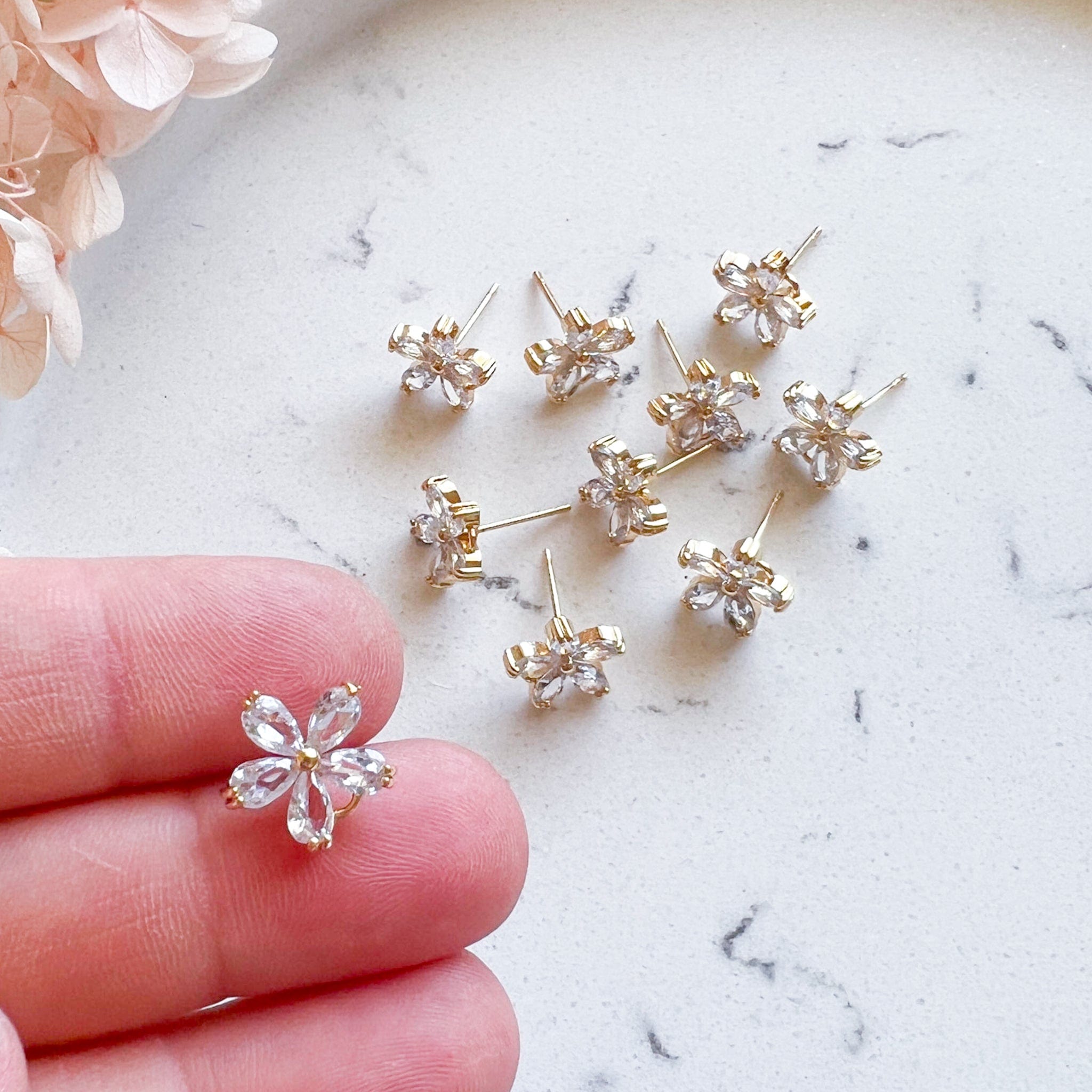 kitandco.com.au Tools "Crystal Flower"- Earring Posts (10 pcs)