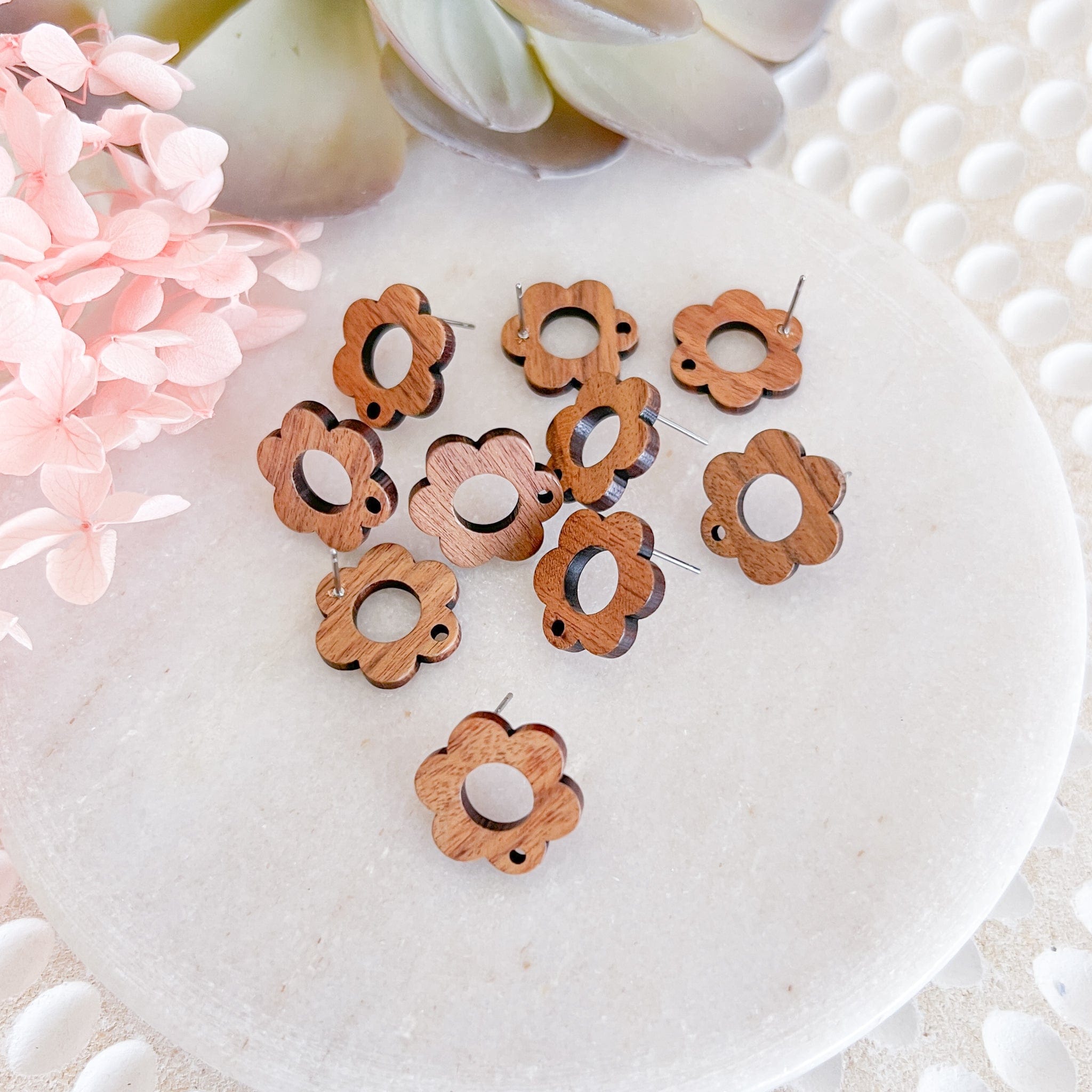 kitandco.com.au Tools "Flower" Wooden - Earring Post (10 pcs)