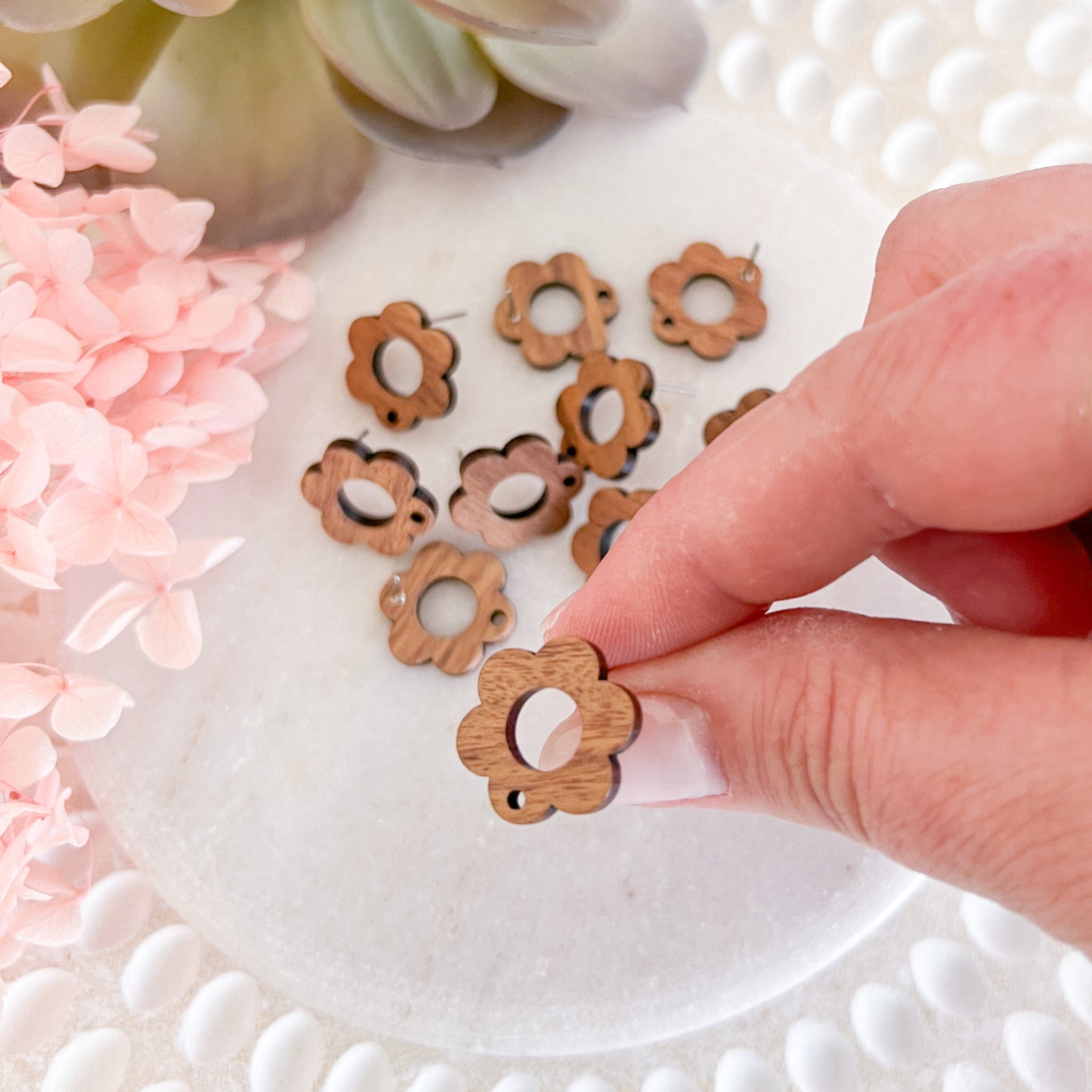 kitandco.com.au Tools "Flower" Wooden - Earring Post (10 pcs)