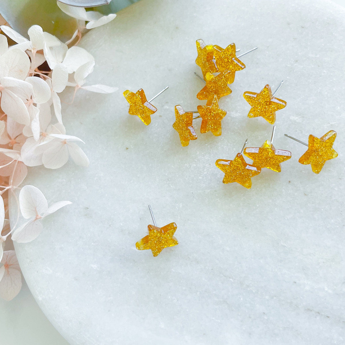 "Glitter Acrylic Star" - Earring Post (10 pcs) - Kit & Co.Tools