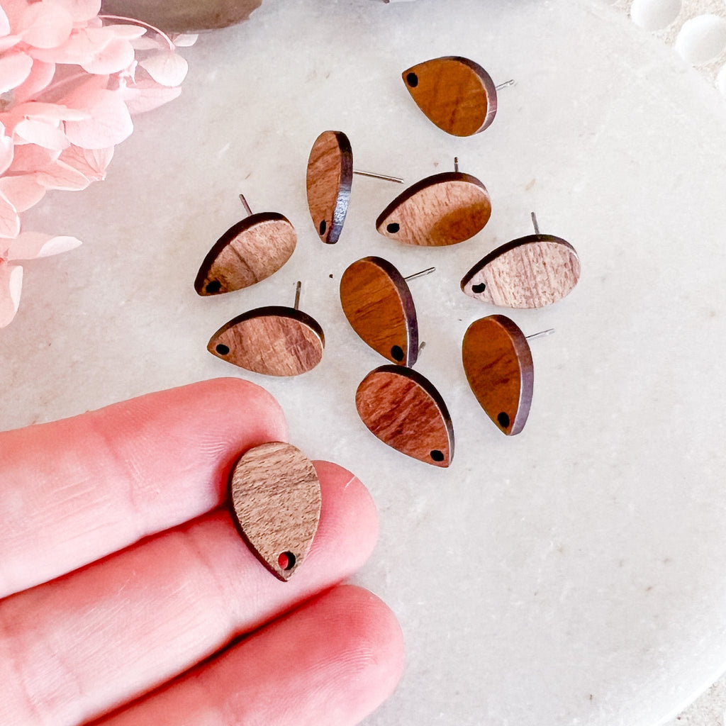 kitandco.com.au Tools "Pointed Teardrop" Wooden - Earring Post (10 pcs)