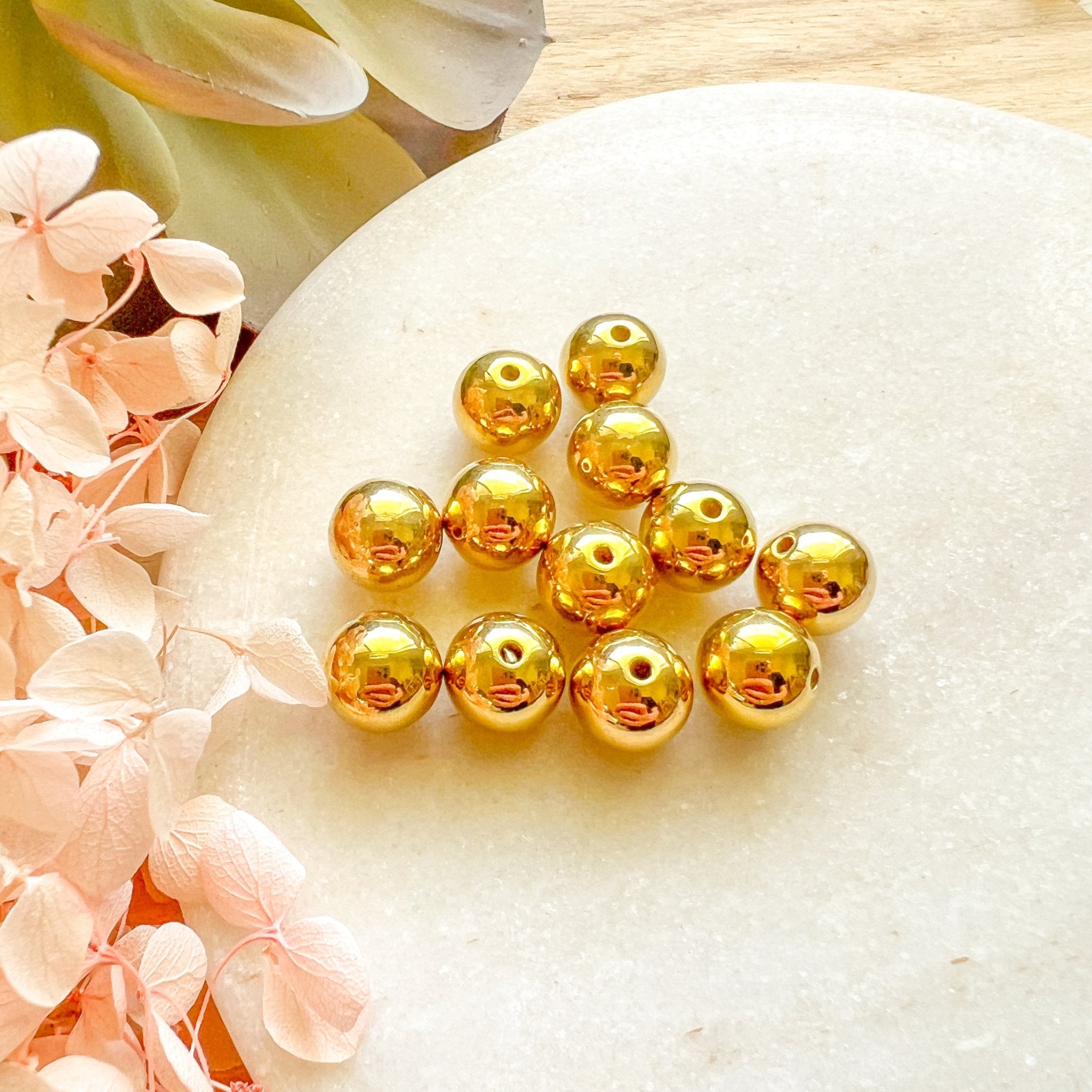 Gold Bead 8mm - 10 pcs - Kit & Co.Jewelry Findings
