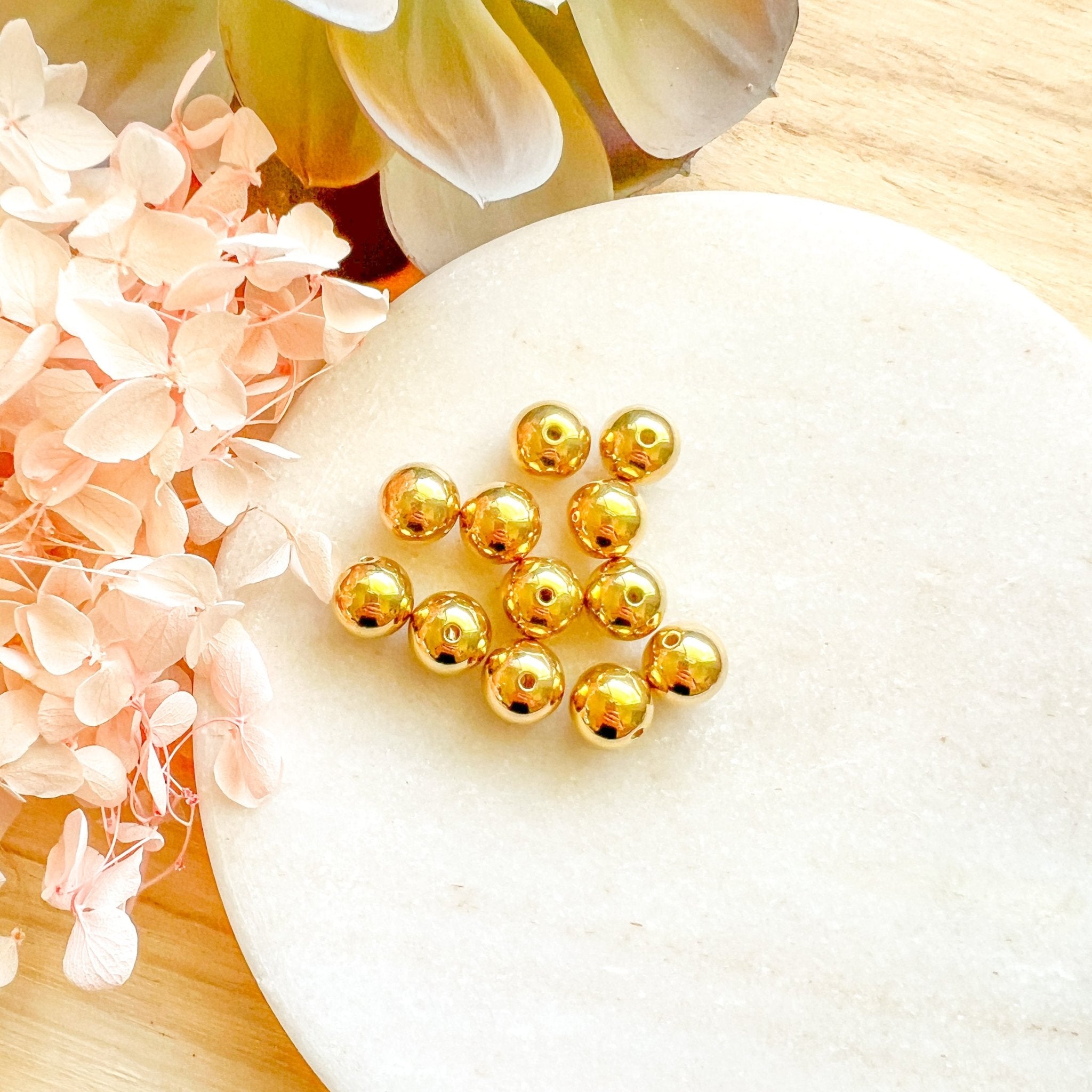 Gold Bead 8mm - 10 pcs - Kit & Co.Jewelry Findings