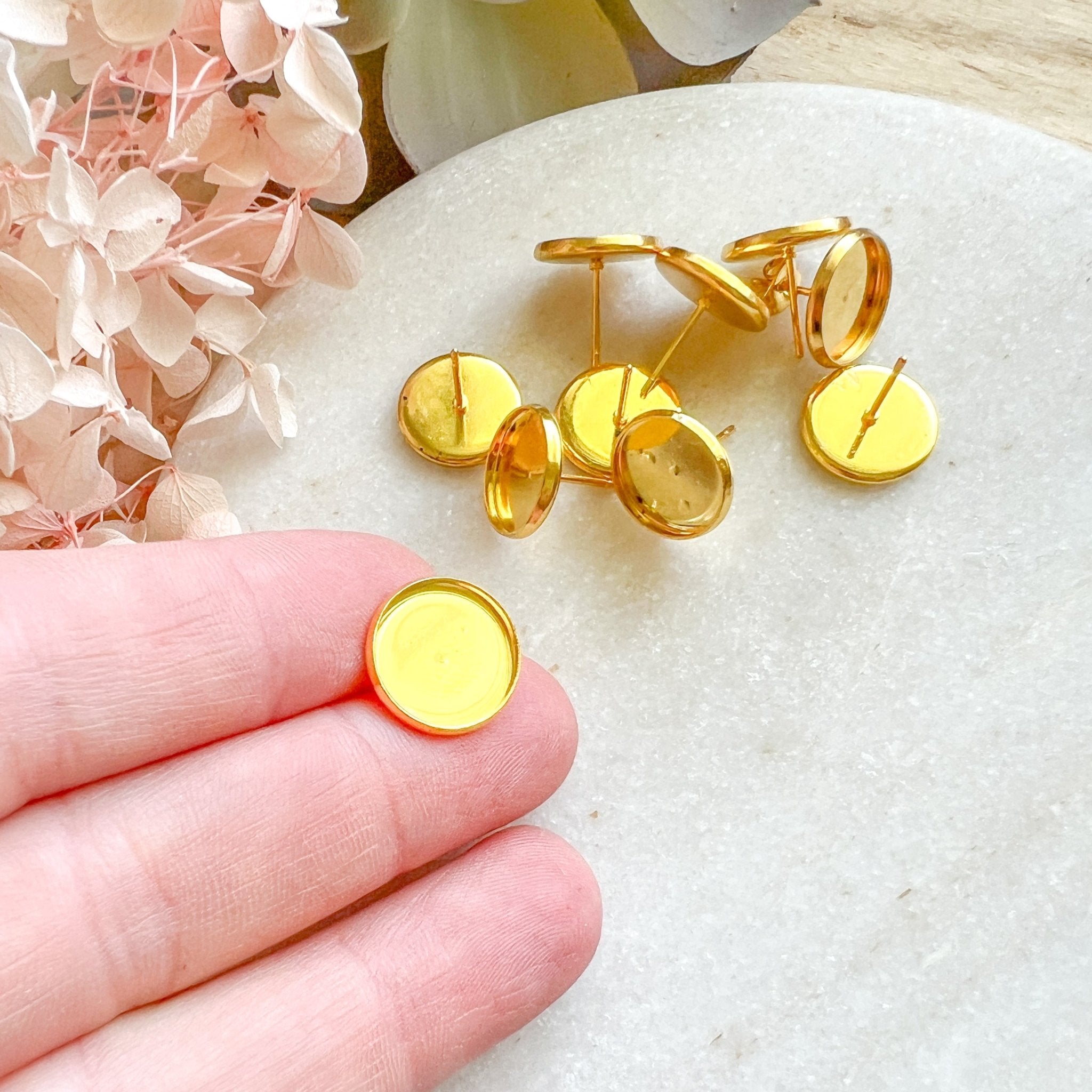 12mm Cabochon - Surgical Stainless Steel 10pcs - Kit & Co.Rich Gold