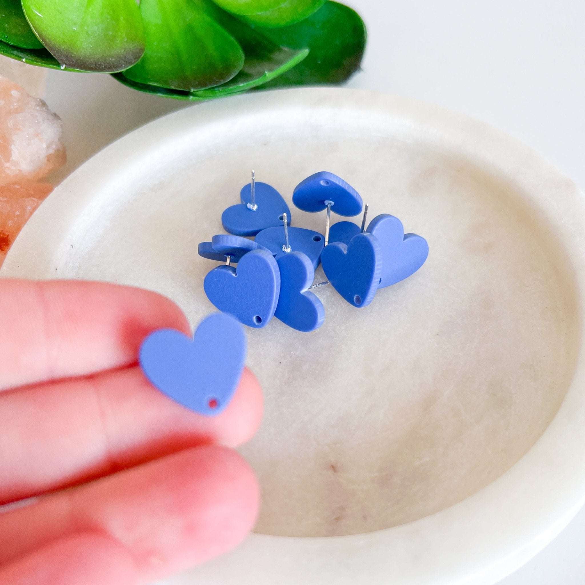 Heart Acrylic Earring Posts - Choose Colour (10pc) - Kit & Co.ToolsBlue